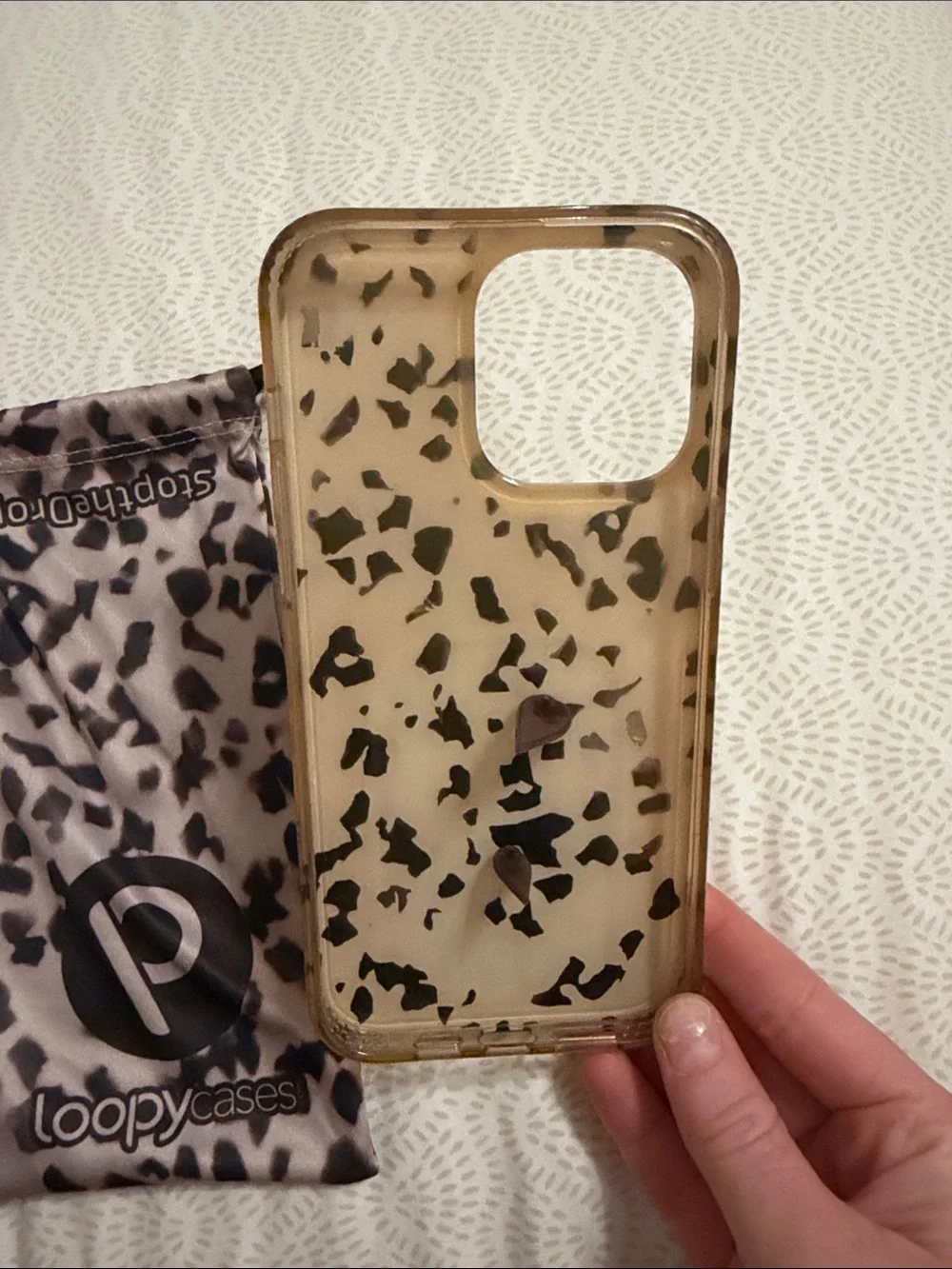 iPhone 14 Pro Max Loopy  Leopard Print Phone Case with Hand Strap